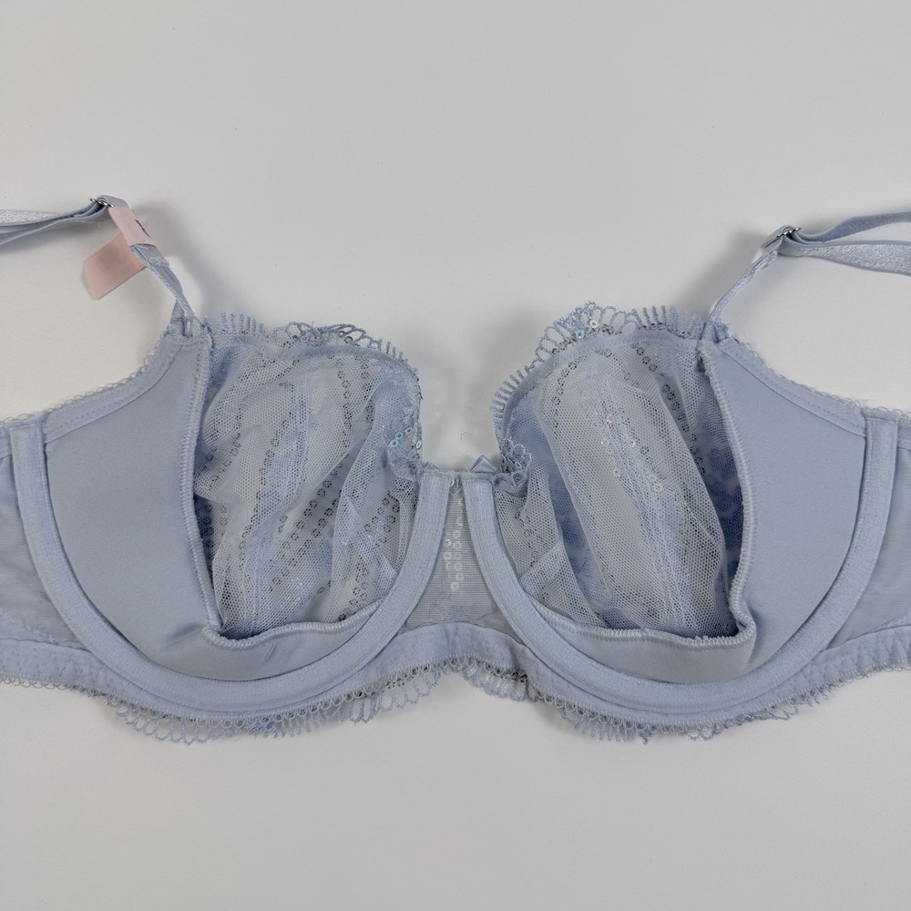 Victoria's Secret Dream Angels Lace Bra Unlined Uplift Sling Sequin Blue 34D NWT - Picture 4 of 6